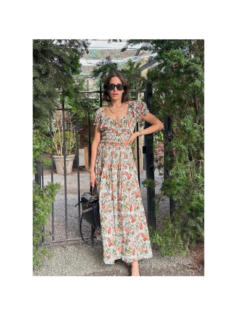 DOEN Leanne Shirred Floral-Print Cotton-Voile Midi Dress Calico Garden